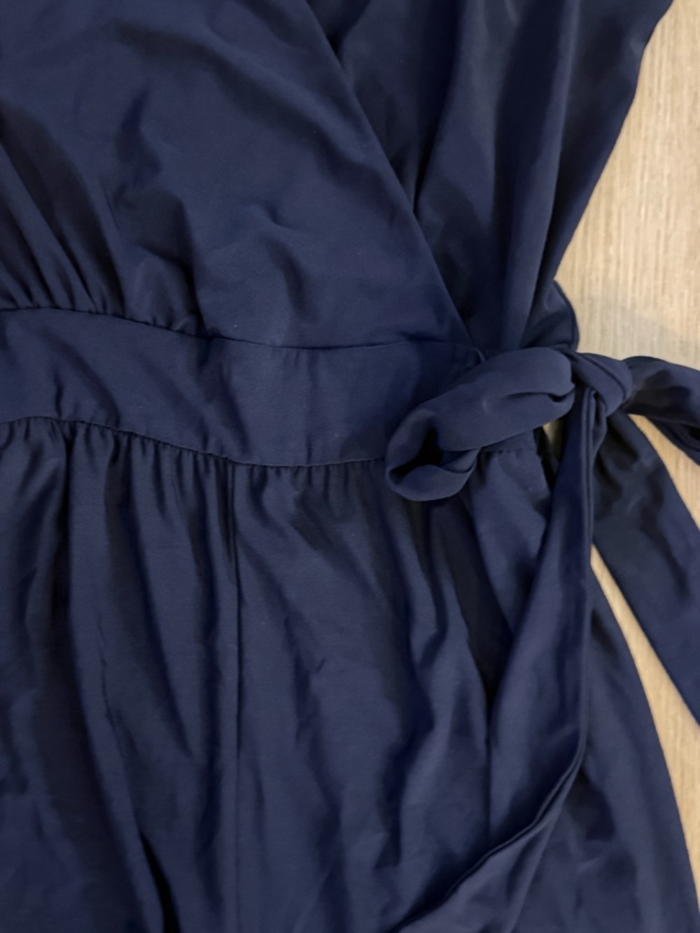 Kaileigh Rochelle Navy Wide-Leg Knit Jumpsuit with Side Tie - Picture 3 of 8